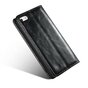 Caseme Oil Wallet &eacute;tui en cuir compatible avec iPhone 5 5s SE 2016 - Biblioth&egrave;que Noir