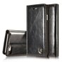 Caseme Oil Wallet &eacute;tui en cuir compatible avec iPhone 7 8 SE 2020 SE 2022 - Biblioth&egrave;que Noir