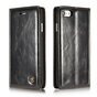Caseme Oil Wallet &eacute;tui en cuir compatible avec iPhone 7 8 SE 2020 SE 2022 - Biblioth&egrave;que Noir