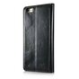 Caseme Oil Wallet &eacute;tui en cuir compatible avec iPhone 6 Plus 6s Plus - Biblioth&egrave;que Noir