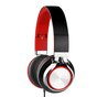 Casque st&eacute;r&eacute;o filaire supra-auriculaire HD200 - Microphone rouge m&eacute;tallique noir