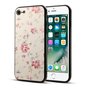 &Eacute;tui en cuir hybride TPU PU &agrave; imprim&eacute; floral compatible avec iPhone 7 8 SE 2020 SE 2022 - Couleur cr&egrave;me rose