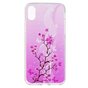 Coque TPU Branche de Fleurs compatible avec iPhone X XS - Violet Rose