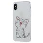 Coque transparente chat la coque compatible avec iPhone X XS - Blanc Gris Transparent