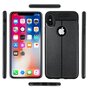 Coque iPhone X XS en TPU Litchi Grain en cuir - Noire