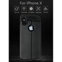 Coque iPhone X XS en TPU Litchi Grain en cuir - Noire