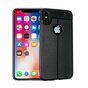 Cuir Litchi Grain la coque TPU compatible avec iPhone X XS - Noir