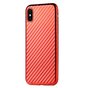TPU en fibre de carbone la coque compatible avec iPhone X XS - Rouge