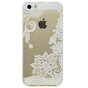 Coque transparente en TPU &agrave; motif floral compatible avec iPhone 5 5s SE 2016 - Blanc