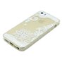 Coque transparente en TPU &agrave; motif floral compatible avec iPhone 5 5s SE 2016 - Blanc