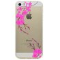 Coque gracieuse en TPU avec branche fleurie compatible avec iPhone 5 5s SE 2016 - Rose transparent