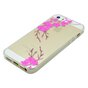 Coque gracieuse en TPU avec branche fleurie compatible avec iPhone 5 5s SE 2016 - Rose transparent