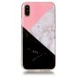 Coque en marbre &agrave; surfaces g&eacute;om&eacute;triques compatible avec iPhone X XS - Rose Blanc Noir