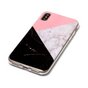 Coque en marbre &agrave; surfaces g&eacute;om&eacute;triques compatible avec iPhone X XS - Rose Blanc Noir