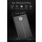Cuir Litchi Grain compatible avec &eacute;tui TPU iPhone 7 Plus 8 Plus - Noir