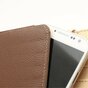 &Eacute;tui portefeuille universel pour smartphone avec &eacute;tag&egrave;re en cuir - Marron