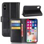 &Eacute;tui &agrave; cartes portefeuille en cuir v&eacute;ritable compatible avec iPhone X XS - Noir