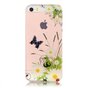 Coque iPhone 5 5s SE 2016 Transparent Butterfly Daisies - Blanc Vert