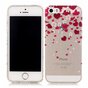 Coque en TPU Hearts Love Flowers compatible avec iPhone 5 5s SE 2016 - Transparent Rouge Rose