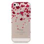 Coque en TPU Hearts Love Flowers compatible avec iPhone 5 5s SE 2016 - Transparent Rouge Rose