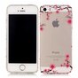 Branches de fleurs gracieuses transparentes coque en TPU compatible avec iPhone 5 5s SE 2016 - Rose Noir
