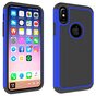 Coque hybride en plastique et silicone clout&eacute;e en deux parties compatible avec iPhone X XS - Bleu Noir