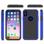 Coque hybride en plastique et silicone clout&eacute;e en deux parties compatible avec iPhone X XS - Bleu Noir