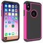 Coque hybride en plastique et silicone compatible avec iPhone X XS &agrave; bulles en deux parties - Rose Noir