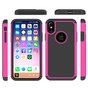 Coque hybride en plastique et silicone compatible avec iPhone X XS &agrave; bulles en deux parties - Rose Noir