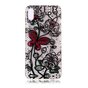 Coque Papillon Fleurs en Dentelle Transparente TPU compatible avec iPhone XR - Noir Rouge