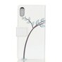 Biblioth&egrave;que portefeuille en cuir hiboux sur branche compatible avec iPhone XR - Blanc