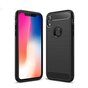 Coque en TPU Carbone Bross&eacute; pour iPhone XR - Noire