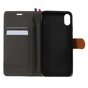 Tissu en cuir compatible avec &eacute;tui biblioth&egrave;que iPhone XS Max Standard - Marron Noir