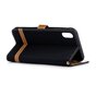 Tissu Cuir compatible avec iPhone XS Max Bookcase Wallet Case Standard - Noir Marron