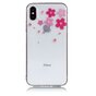 Fleurs de cas transparentes lisses en TPU compatible avec iPhone X XS - Rose