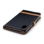 Tissu Cuir compatible avec iPhone XS Max Bookcase Wallet Case Standard - Noir Marron