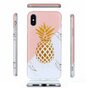 Coque flexible marbre ananas dor&eacute; marbre dor&eacute; compatible avec iPhone X XS - Rose Blanc