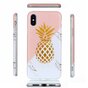 Coque souple marbre ananas dor&eacute; marbre dor&eacute; iPhone X XS - Rose Blanc