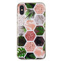 Coque en TPU souple Hexagons Print la coque compatible avec iPhone X XS - feuilles et marbre