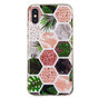 Coque TPU souple Hexagons Print pour iPhone X XS - Feuilles et marbre