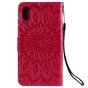 Biblioth&egrave;que Portefeuille en Cuir &agrave; Motif Tournesol &eacute;tui compatible avec iPhone XR - Rouge Standard
