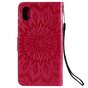 Etui iPhone XR Portefeuille en Cuir &agrave; Motif Tournesol - Rouge standard