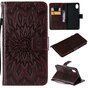 Etui iPhone XR Portefeuille en Cuir &agrave; Motif Tournesol - Marron standard