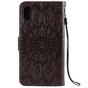 Etui iPhone XR Portefeuille en Cuir &agrave; Motif Tournesol - Marron standard