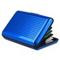 Portefeuille Porte-Cartes en Aluminium Bloc RFID - 6 Compartiments Bleu