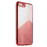 Coque en TPU Sulada Transparent pour iPhone 7 Plus 8 Plus - Rouge Métallisé_
