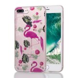 Étui TPU Flamingo Tropical Glitter pour iPhone 7 Plus 8 Plus - Transparent Rose Vert_