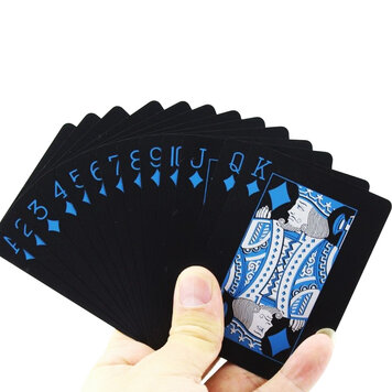 Cartes à jouer imperméables en PVC 54 pièces Cartes de poker - Finition lisse noire