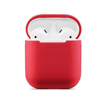 Étui en silicone souple adapté au boîtier Apple AirPods - Rouge