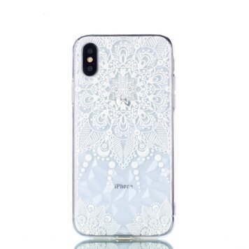 Motif de fleurs transparent 3D Diamond TPU la coque compatible avec iPhone X XS - Mandala Motif de fleurs transparent 3D Diamond TPU la coque compatible avec iPhone X XS - Mandala